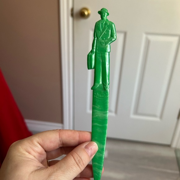 4/$100 Vintage 1950 Green Letter Opener or bar drink stir stick 🥃 - Picture 1 of 6